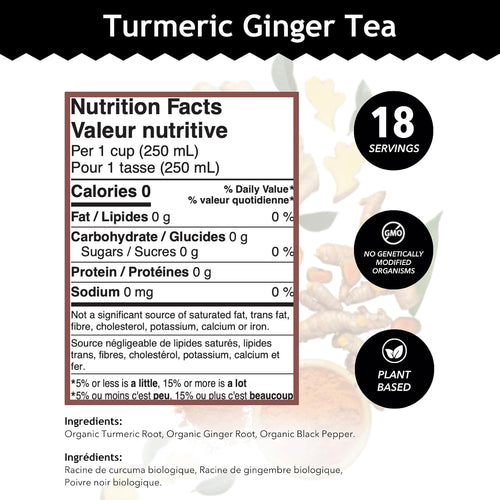 Buddha Teas - Organic Turmeric Ginger Tea - Herbal Tea - Earthy, Mildly Spicy Taste & Sweet Undertones - Enjoy Hot or Cold - Caffeine Free - 100% Kosher & Non-GMO - 18 Tea Bags (Pack of 1)
