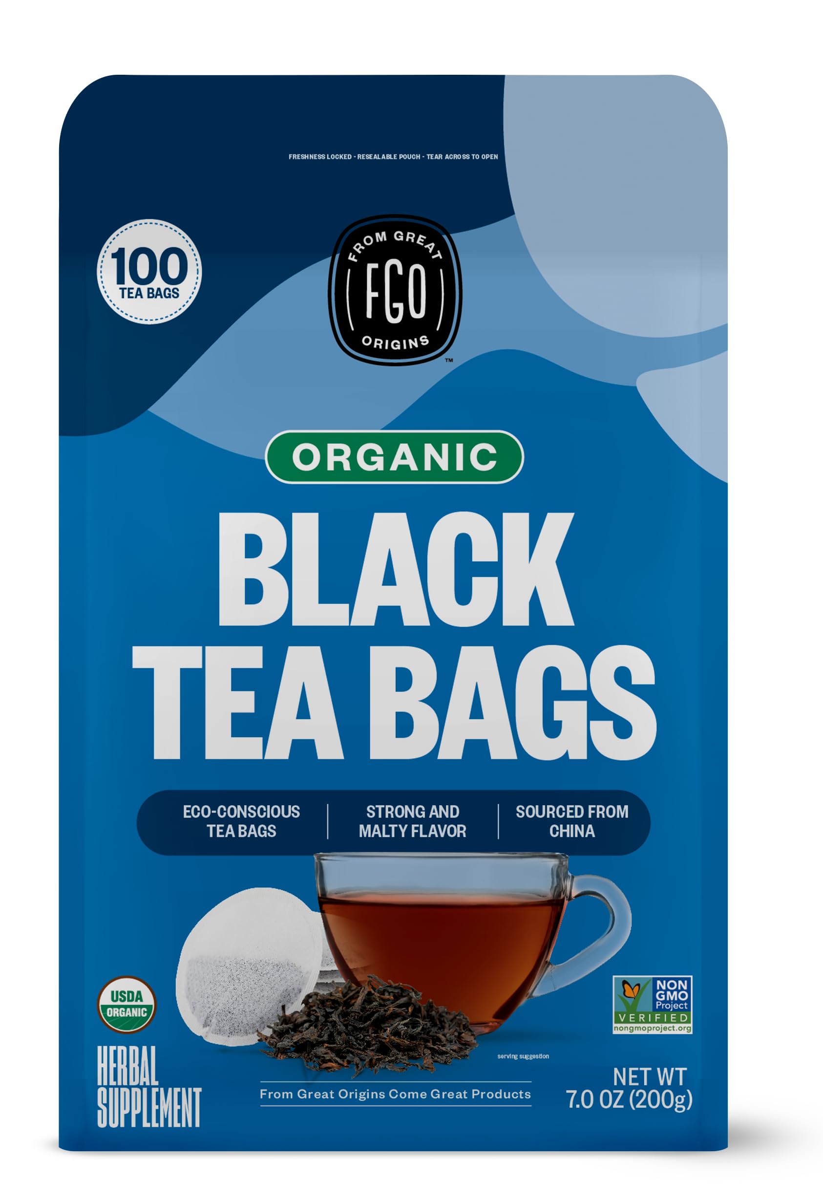 FGO Organic Hibiscus Tea, 100 Count, Eco-Conscious Tea Bags, Caffeine Free, Packaging May Vary (Pack of 1)