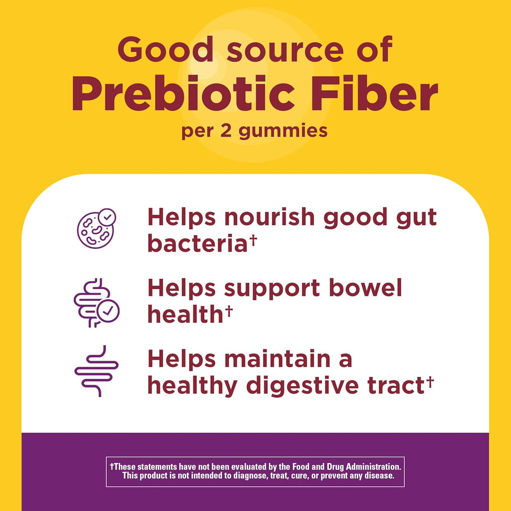 Nature Made Probiotic + Prebiotic Fiber Gummies for Daily Gut Health, Fiber Supplement, 50 Gummies