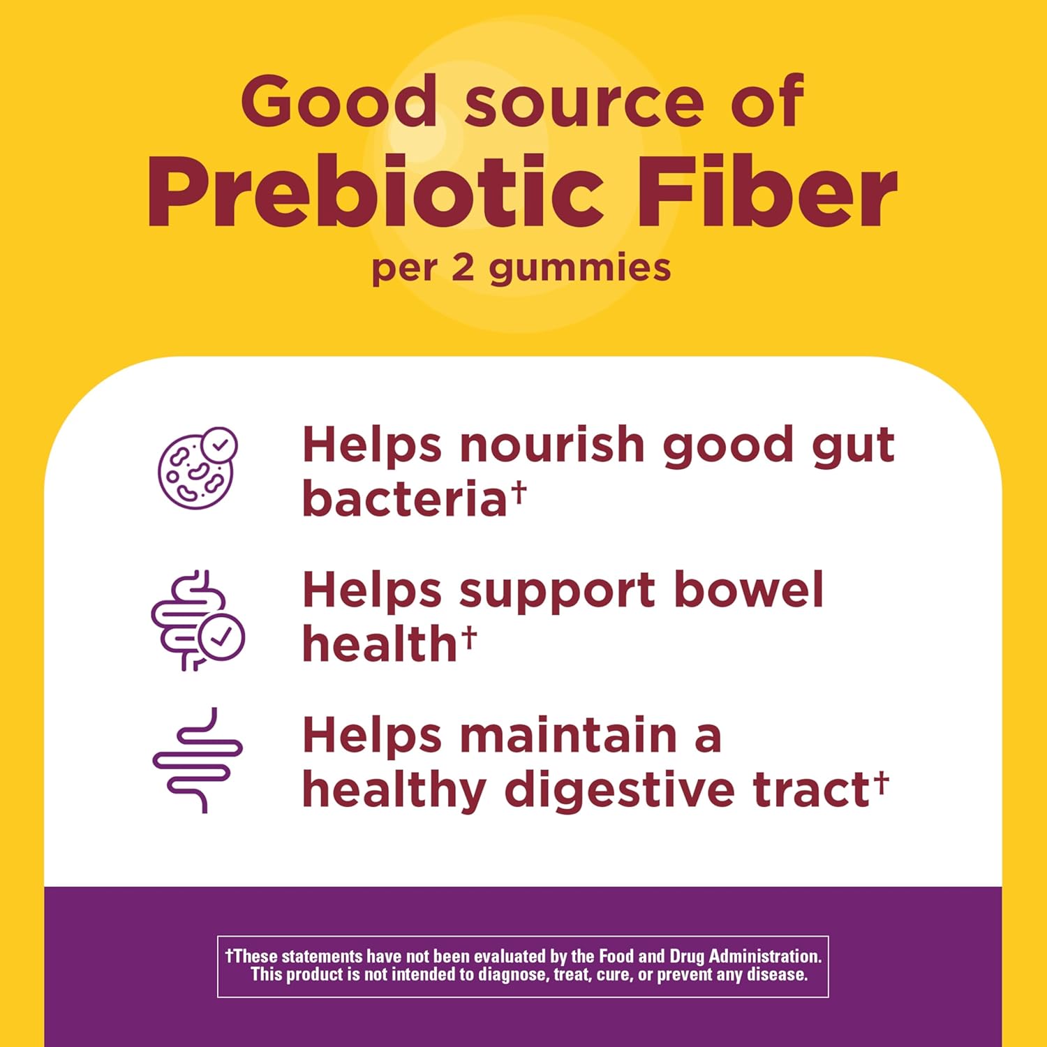 Nature Made Probiotic + Prebiotic Fiber Gummies for Daily Gut Health, Fiber Supplement, 50 Gummies