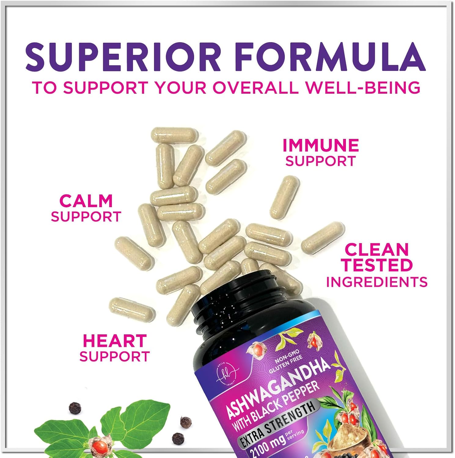 Ashwagandha Supplements for Women - Max Absorption with Black Pepper Extract 4:1 - Extra Strength Ashwagandha Capsules with Plant Powder & Root Extract - Non-GMO, USA Bottled - 120 Vegetarian Capsules