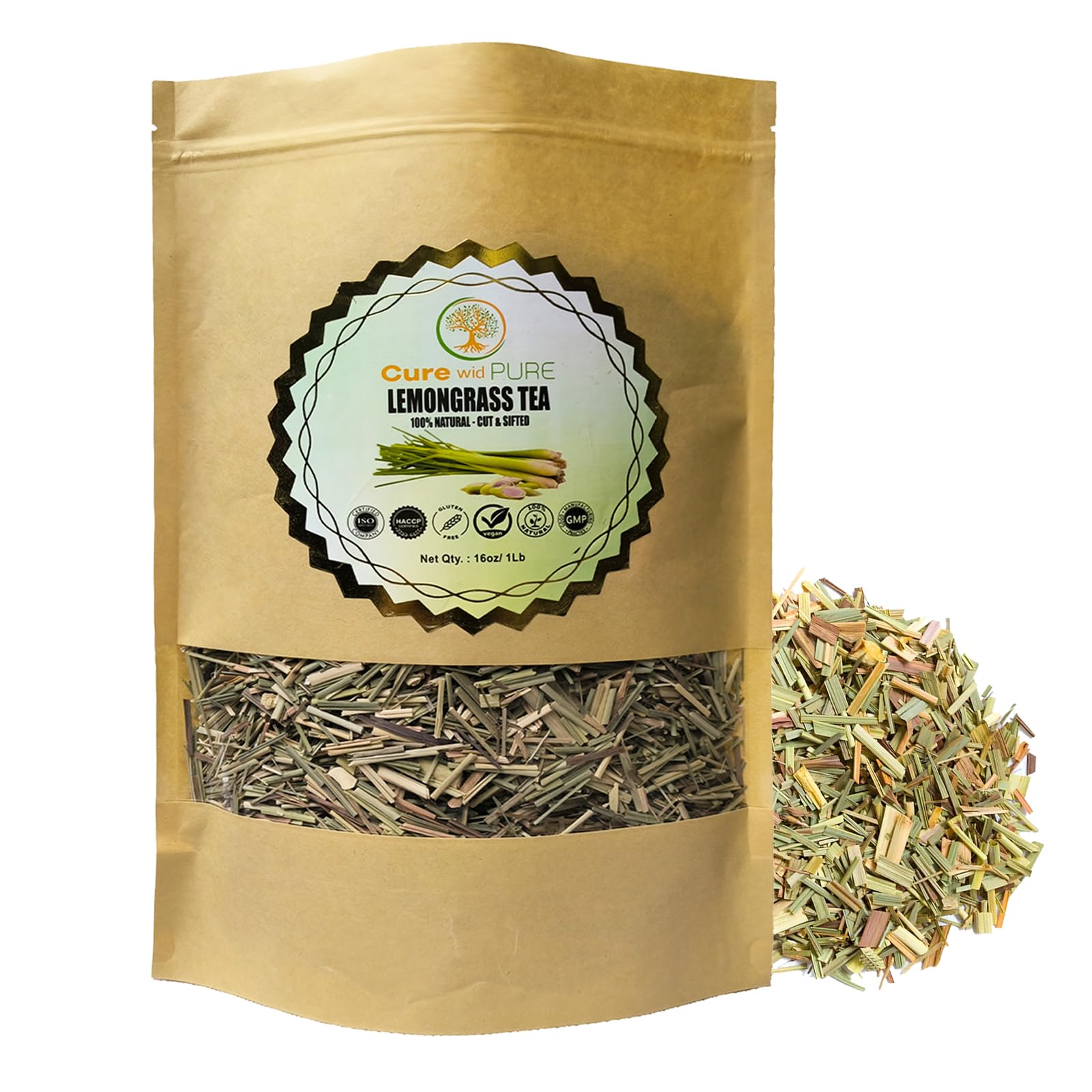 Cure wid Pure Organic Wormwood Herb Dried Cut & Sifted 4oz/114g - Artemisia Absinthium - Non-GMO,Preservative & Additives Free Wormwood Tea In Eco Friendly Resealable Pouch Traditional Herbal Remedy