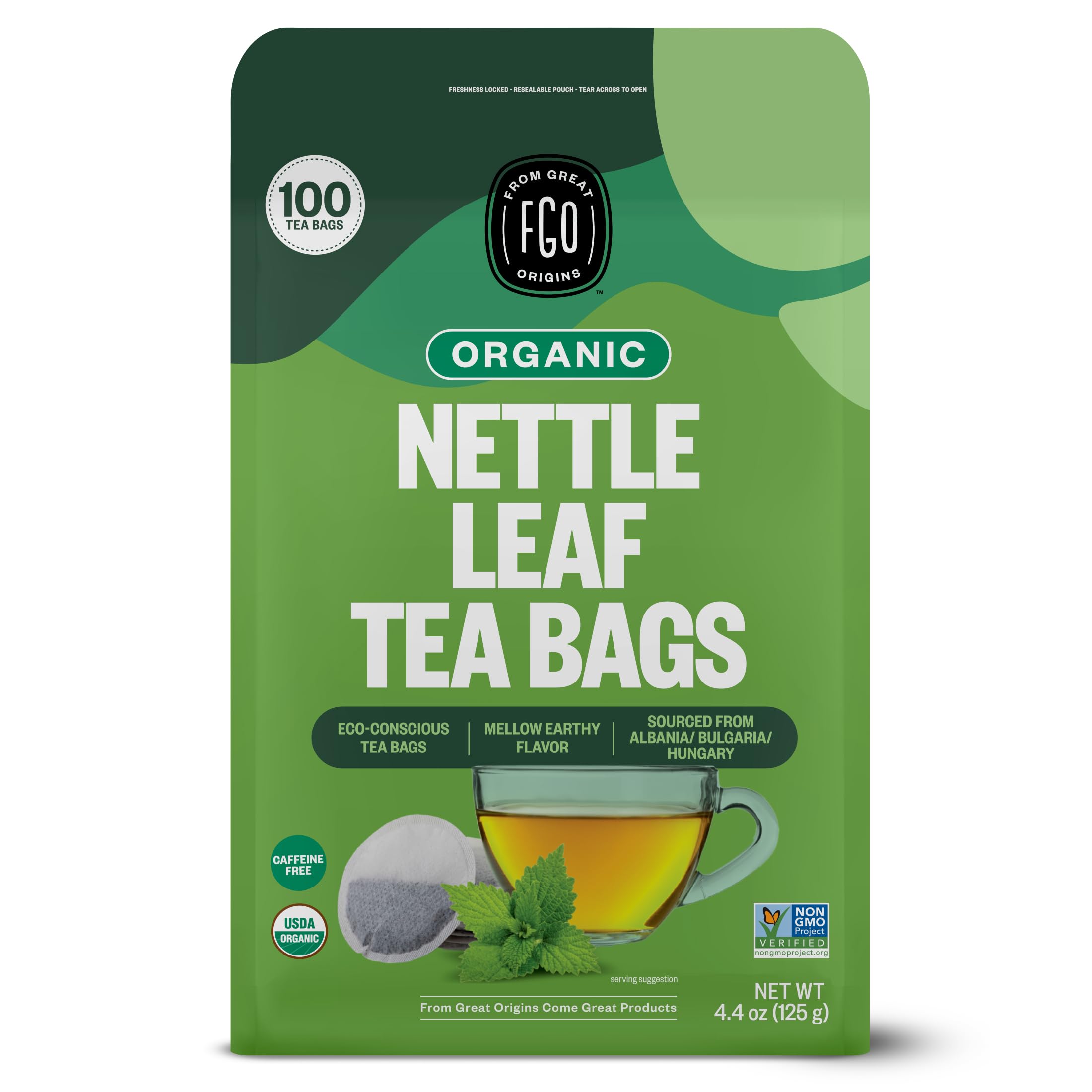 FGO Organic Chamomile Tea, 100 Count, Eco-Conscious Tea Bags, Resealable Bag, Packaging May Vary (Pack of 1)