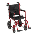 Drive Medical Lightweight Expedition Folding Transport Wheelchair with Hand Brakes - Portable Support - Large Rear Wheels - Compact Folding - Comfortable Design - Blue
