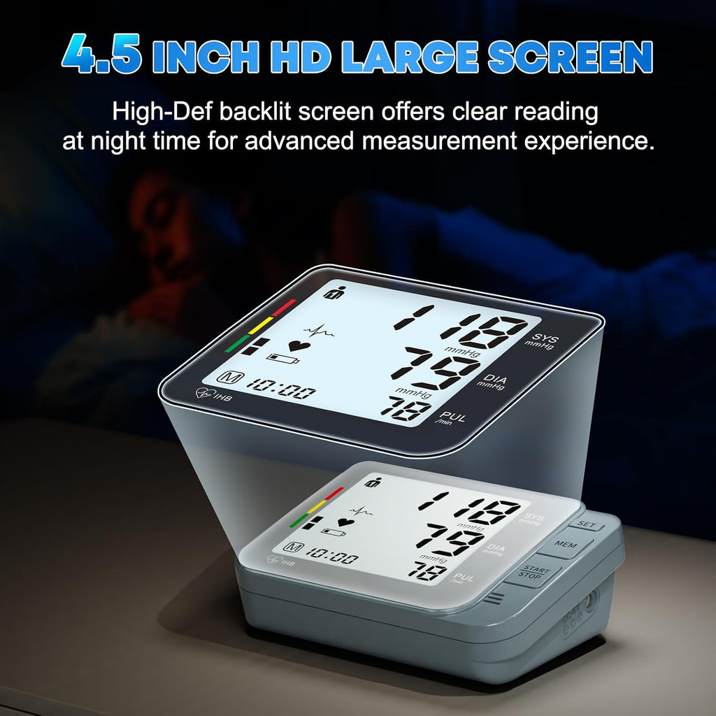 Double love Blood Pressure Monitors for Home Use with 2 Size Cuff(8.7-16.5'' & 15-21.7'' Extra Large Blood Pressure Cuff), 2x120 Memory, with USB Cable and 4 aa Batteries(Blue)