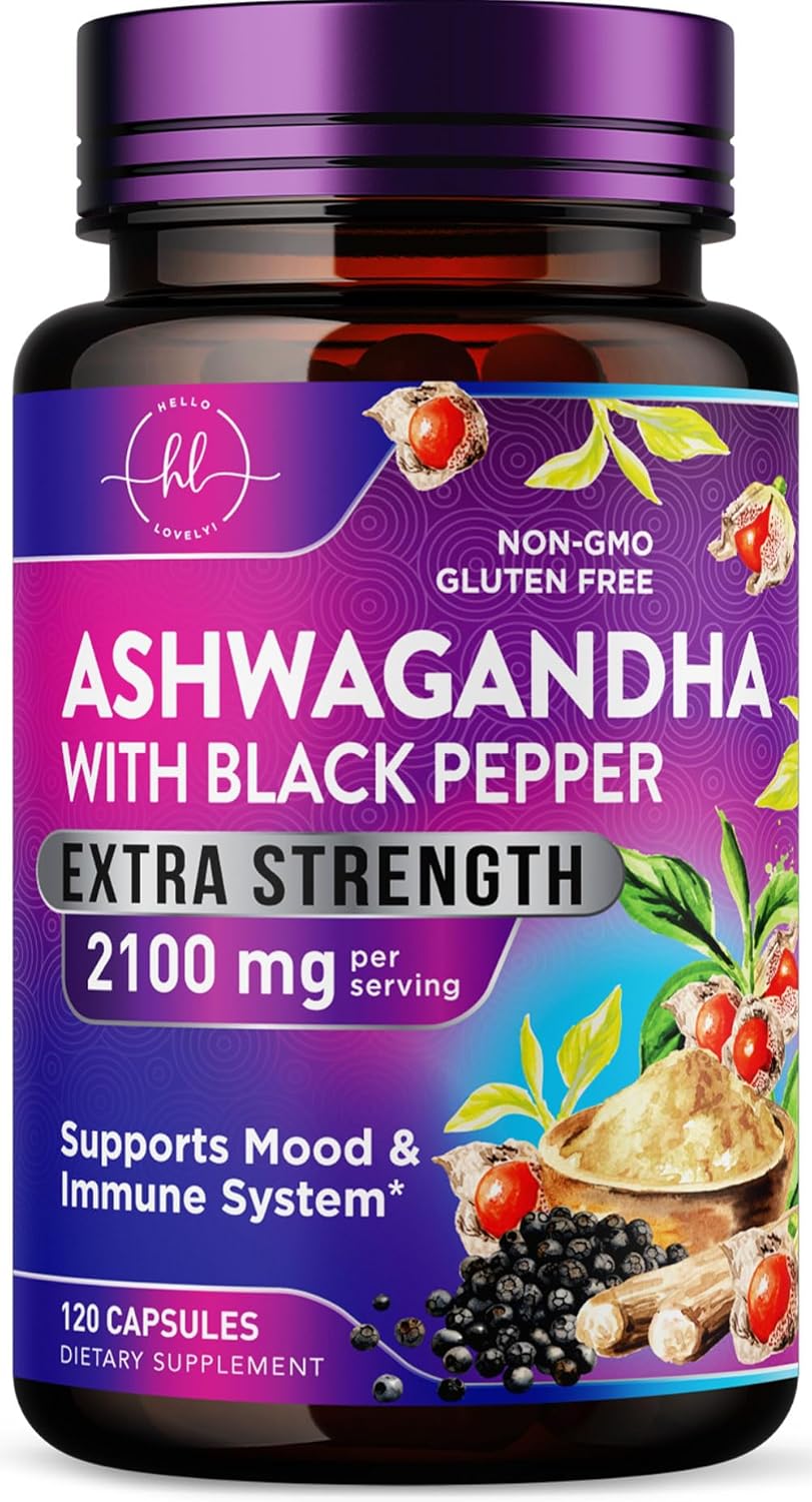 Ashwagandha Supplements for Women - Max Absorption with Black Pepper Extract 4:1 - Extra Strength Ashwagandha Capsules with Plant Powder & Root Extract - Non-GMO, USA Bottled - 120 Vegetarian Capsules