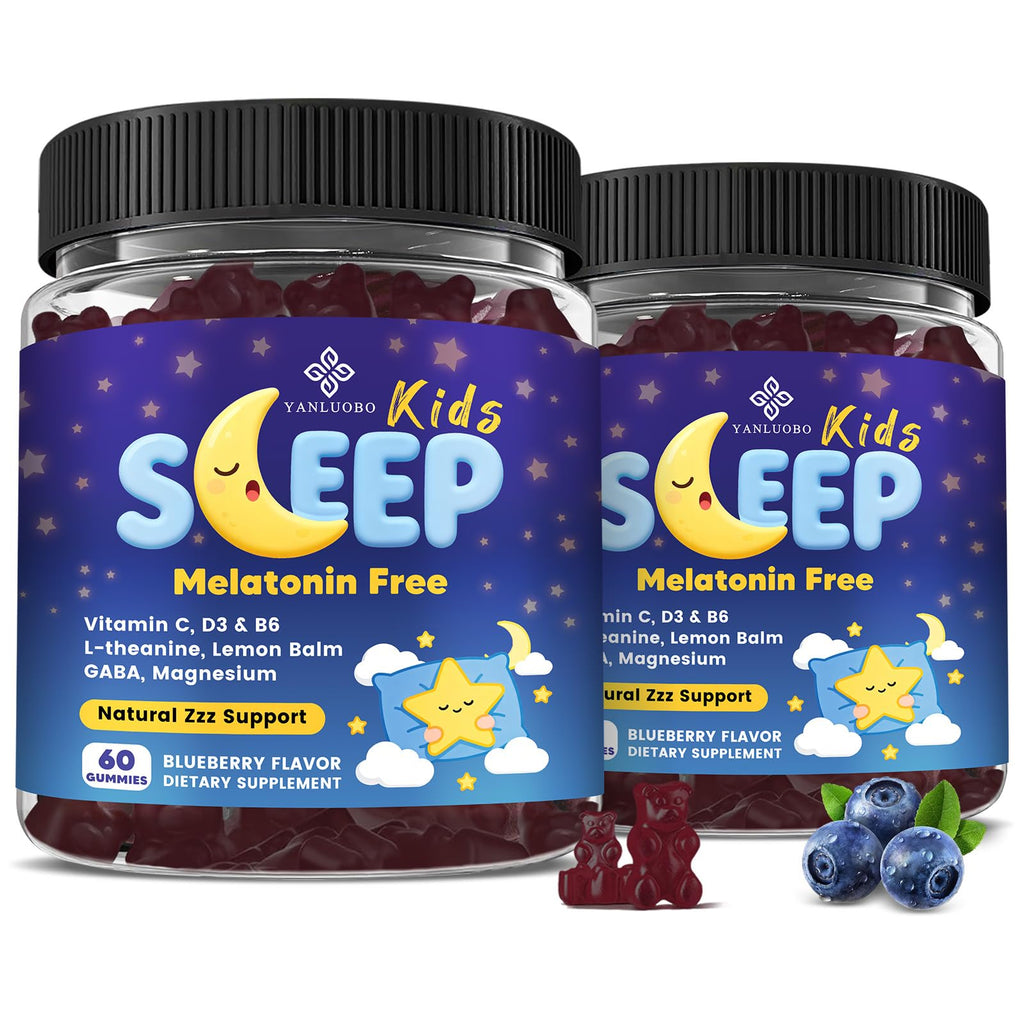 Kids Sleep Gummies - with Magnesium Glycinate, Lemon Balm, L-Theanine & GABA - Calming Relaxation, Support Natural Sleep, Quiet Mind - Berry Flavor, Non-Habit Forming