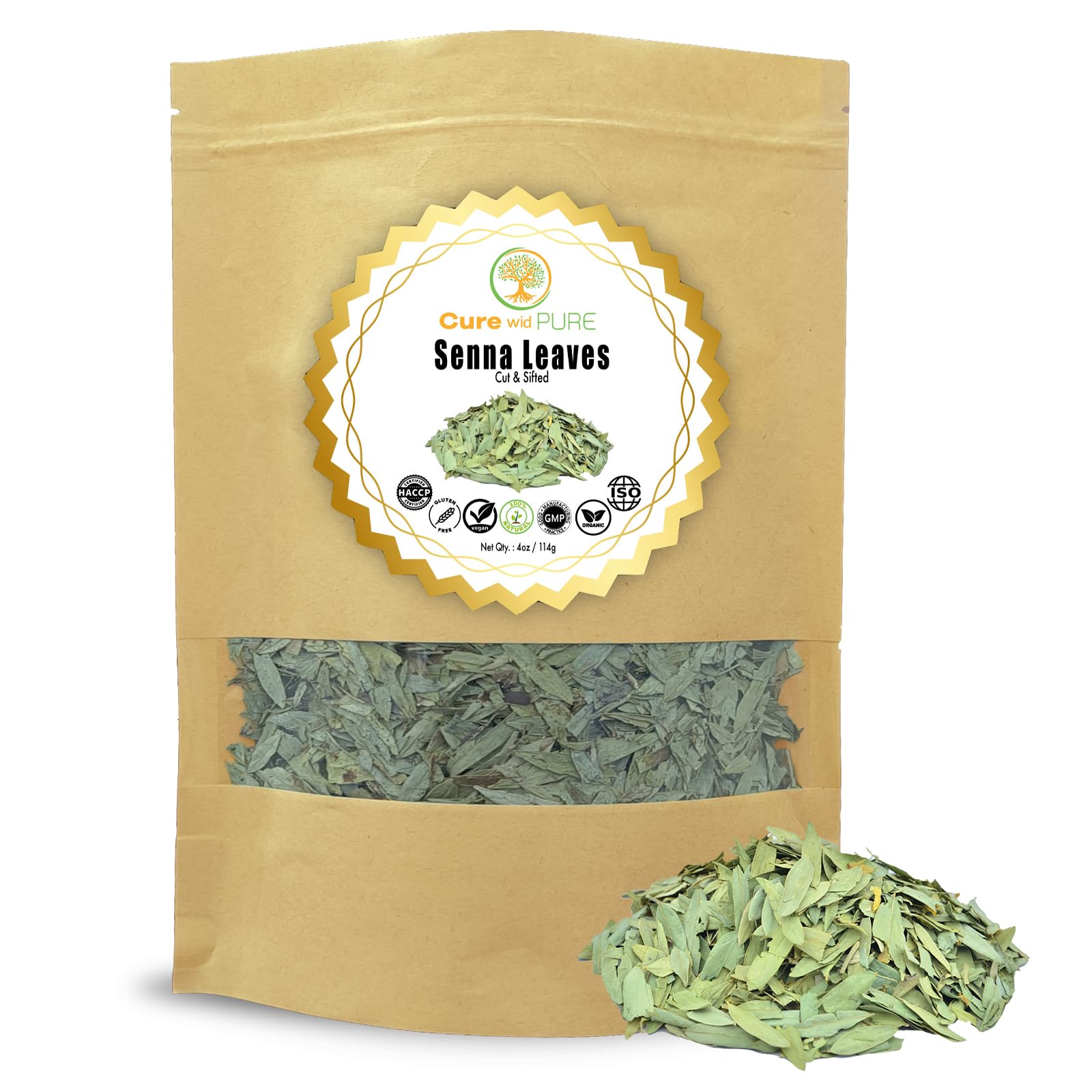 Cure wid Pure Organic Wormwood Herb Dried Cut & Sifted 4oz/114g - Artemisia Absinthium - Non-GMO,Preservative & Additives Free Wormwood Tea In Eco Friendly Resealable Pouch Traditional Herbal Remedy