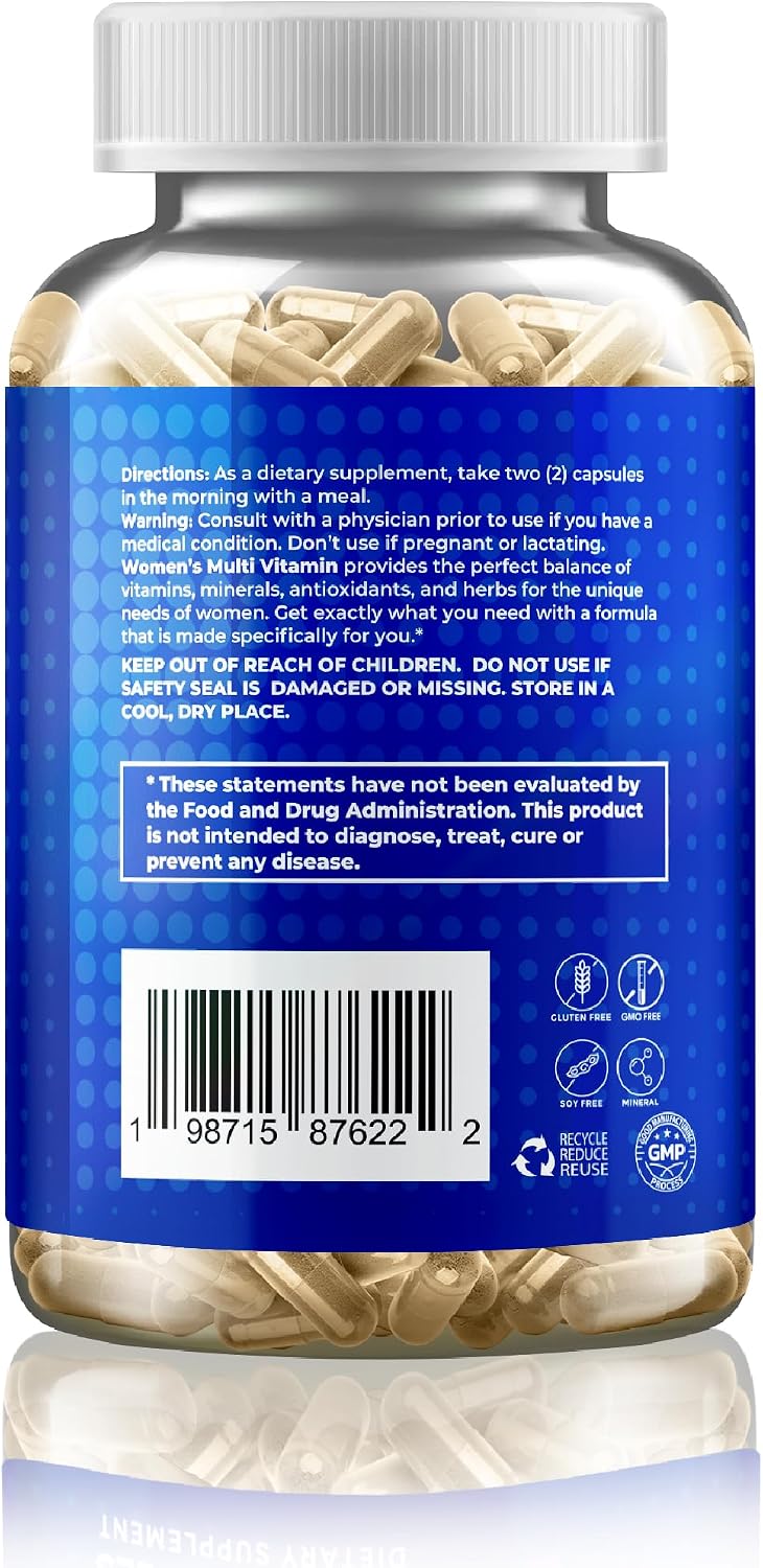37-in-1 Women's Multivitamin for Immune & Stress Support, Energy Booster, Bone & Skin Health & Hair Growth | Vitamin C, D3, Folic Acid, B-Complex, Biotin, Zinc & More | 120 Count