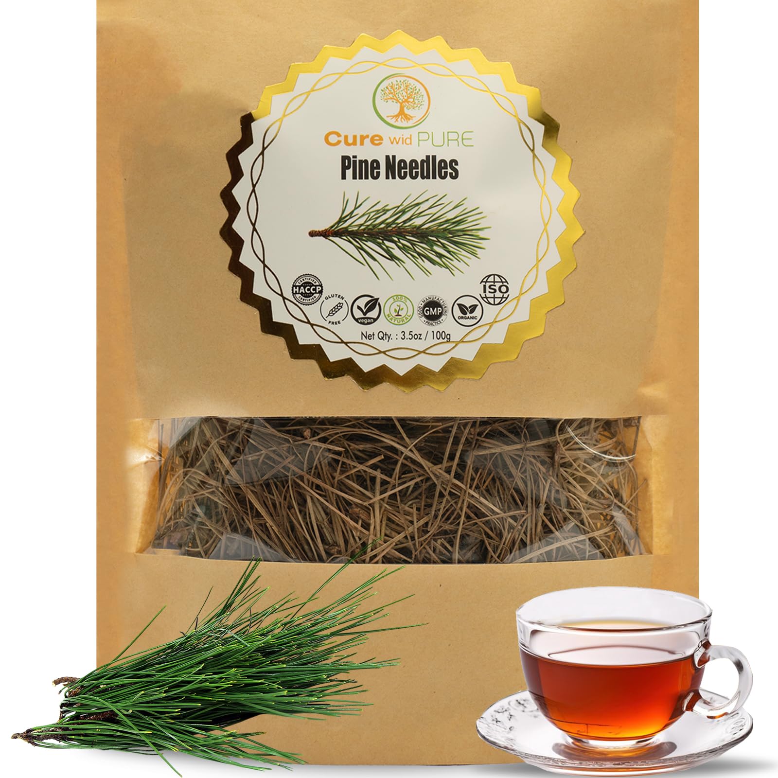 Cure wid Pure Organic Wormwood Herb Dried Cut & Sifted 4oz/114g - Artemisia Absinthium - Non-GMO,Preservative & Additives Free Wormwood Tea In Eco Friendly Resealable Pouch Traditional Herbal Remedy
