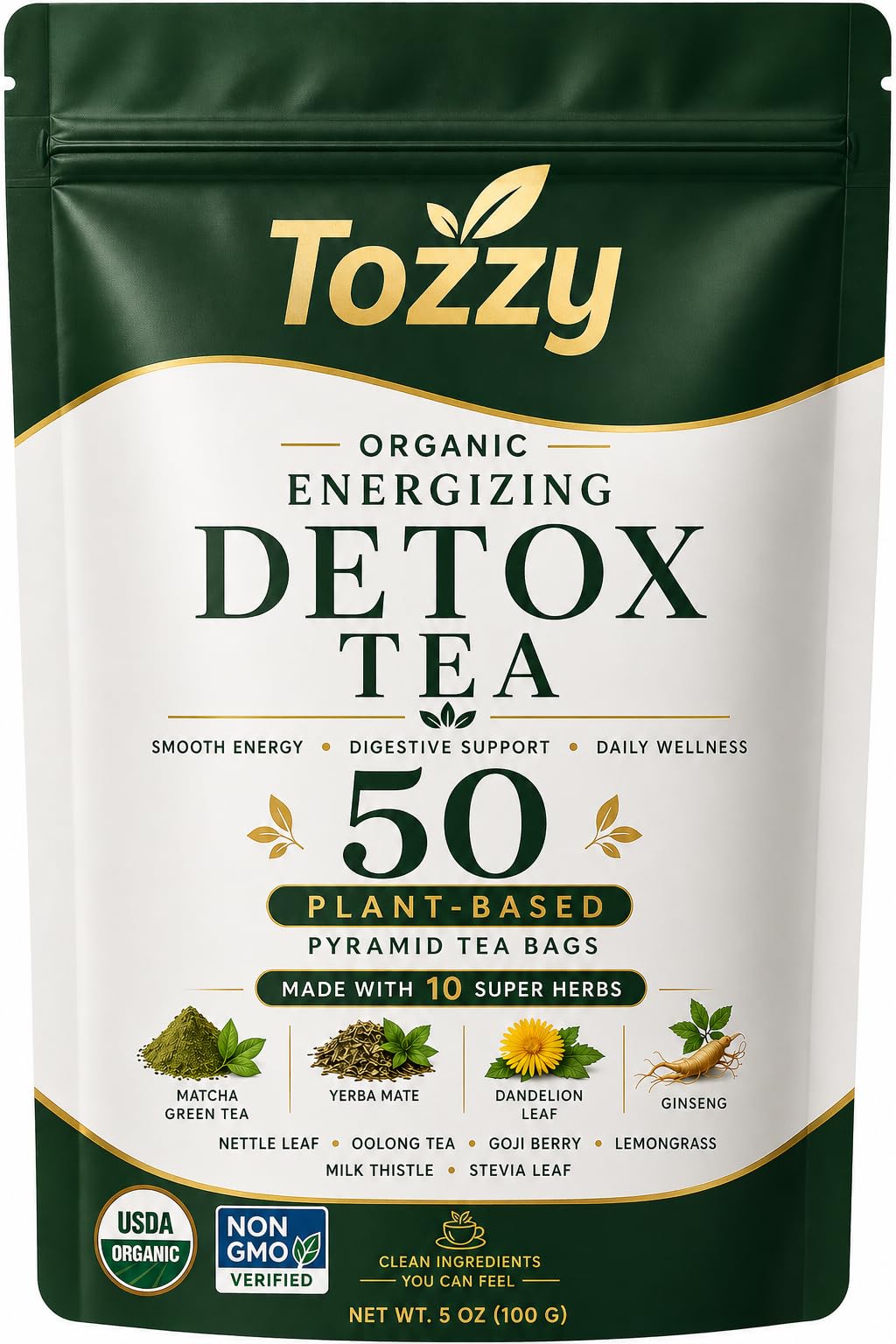 Tozzy Organic Turmeric,Ginger & Cinnamon Tea – 100 Count, Plant-Based Pyramid Tea Bags – Packaging May Vary