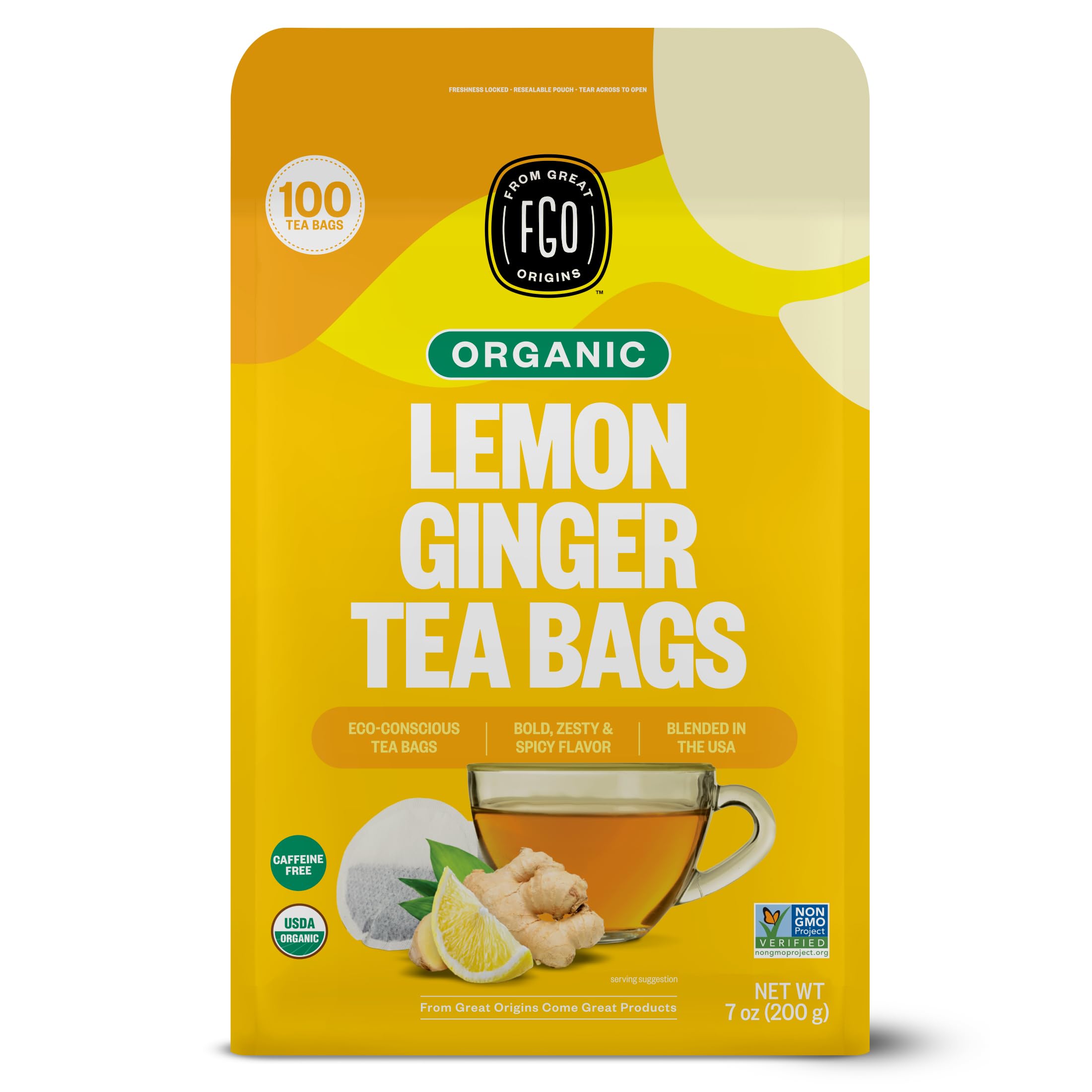 FGO Organic Hibiscus Tea, 100 Count, Eco-Conscious Tea Bags, Caffeine Free, Packaging May Vary (Pack of 1)