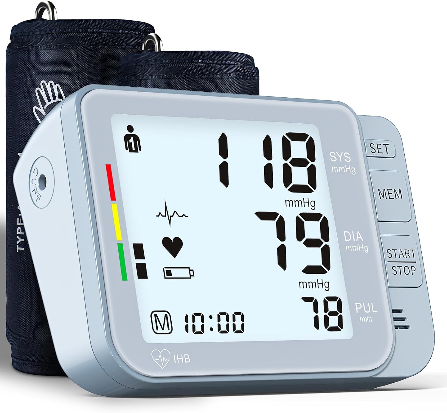 Double love Blood Pressure Monitors for Home Use with 2 Size Cuff(8.7-16.5'' & 15-21.7'' Extra Large Blood Pressure Cuff), 2x120 Memory, with USB Cable and 4 aa Batteries(Blue)