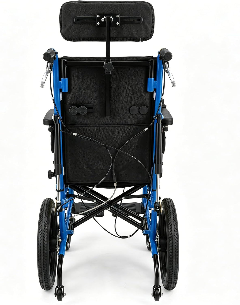 Full Reclining Pediatric Wheelchair – Heavy Duty Folding Kids Wheelchair with Headrest, Meal Tray & Elevating Footrest, Medical Mobility Chair for Home, Travel & Rehabilitation (Blue)