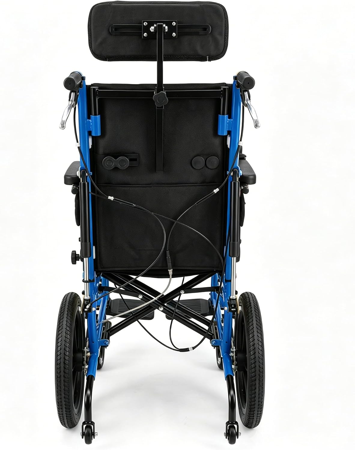 Full Reclining Pediatric Wheelchair – Heavy Duty Folding Kids Wheelchair with Headrest, Meal Tray & Elevating Footrest, Medical Mobility Chair for Home, Travel & Rehabilitation (Blue)