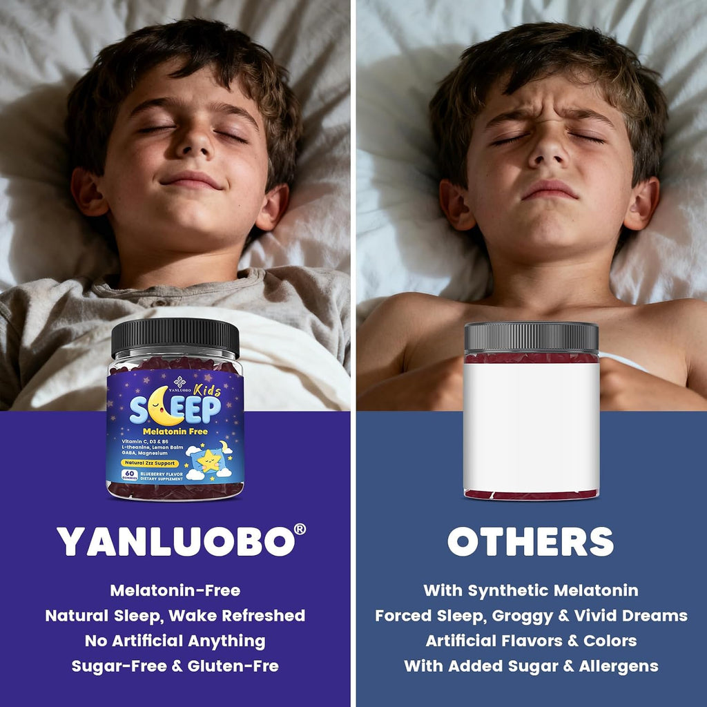 Kids Sleep Gummies - with Magnesium Glycinate, Lemon Balm, L-Theanine & GABA - Calming Relaxation, Support Natural Sleep, Quiet Mind - Berry Flavor, Non-Habit Forming