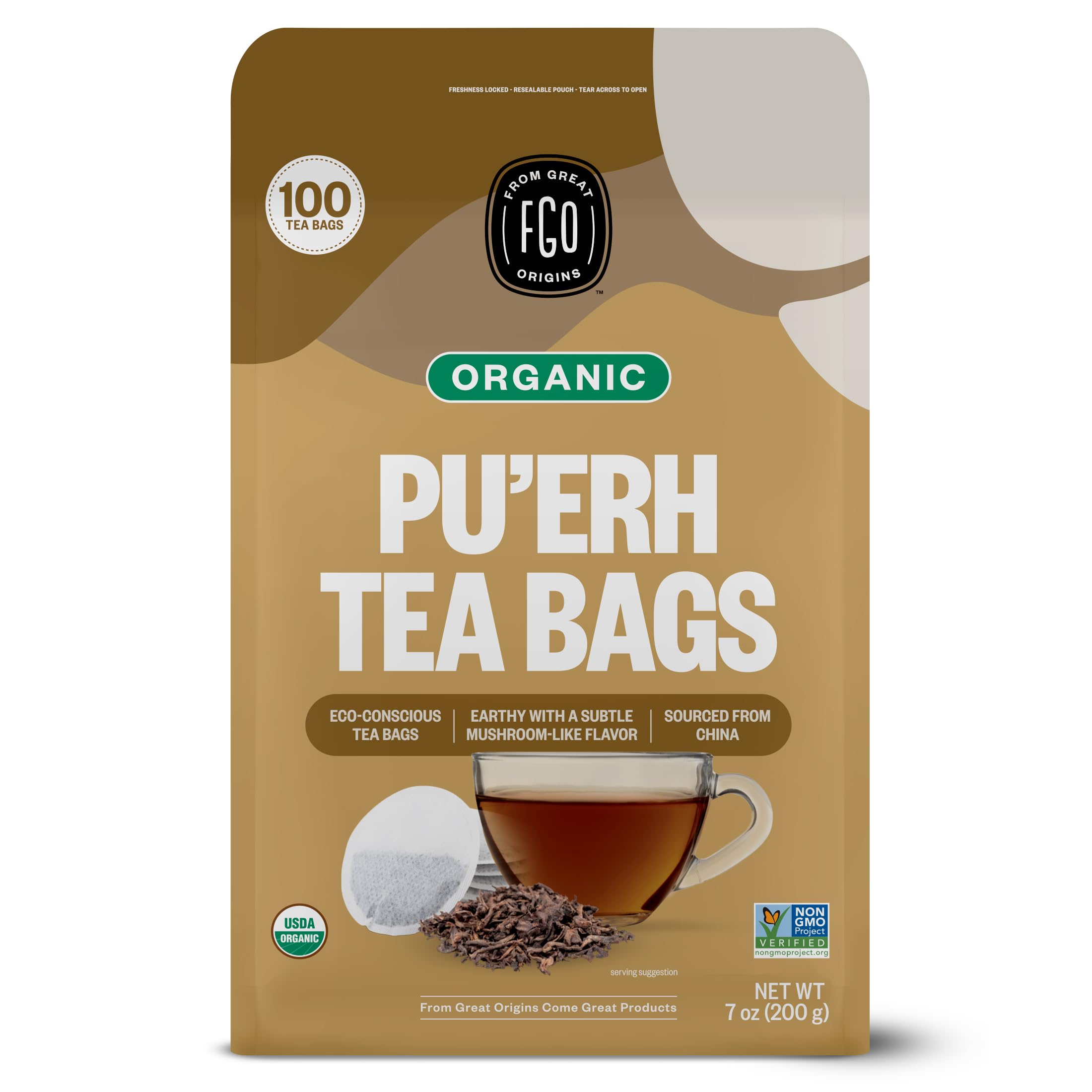 FGO Organic Hibiscus Tea, 100 Count, Eco-Conscious Tea Bags, Caffeine Free, Packaging May Vary (Pack of 1)