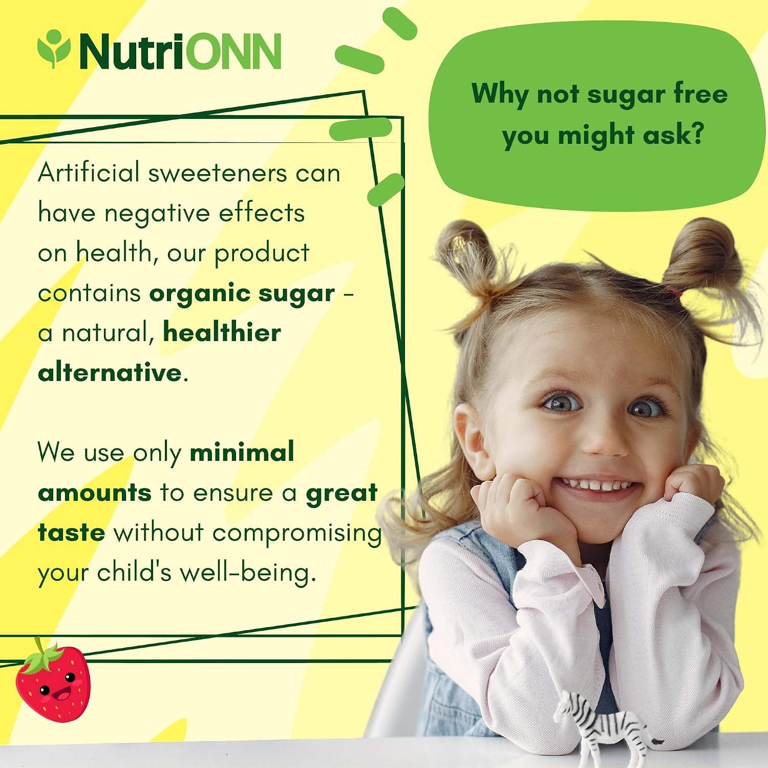 NutriONN Organic Kids Probiotic Gummies - USDA Organic Chewable Probiotics for Kids - 60 Delicious Gummies - Child Digestive, Immune Support & Gut Health Supplement - Vegan & Non-GMO