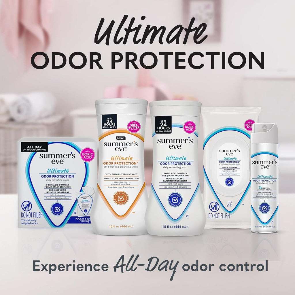 Summer’s Eve Ultimate Odor Protection Feminine Wash with Shea Butter - Up to 24 Hour Vaginal Odor Control, pH Balanced Formula, Clinically & Gynecologist Tested Intimate Body Wash - 15 Fl Oz