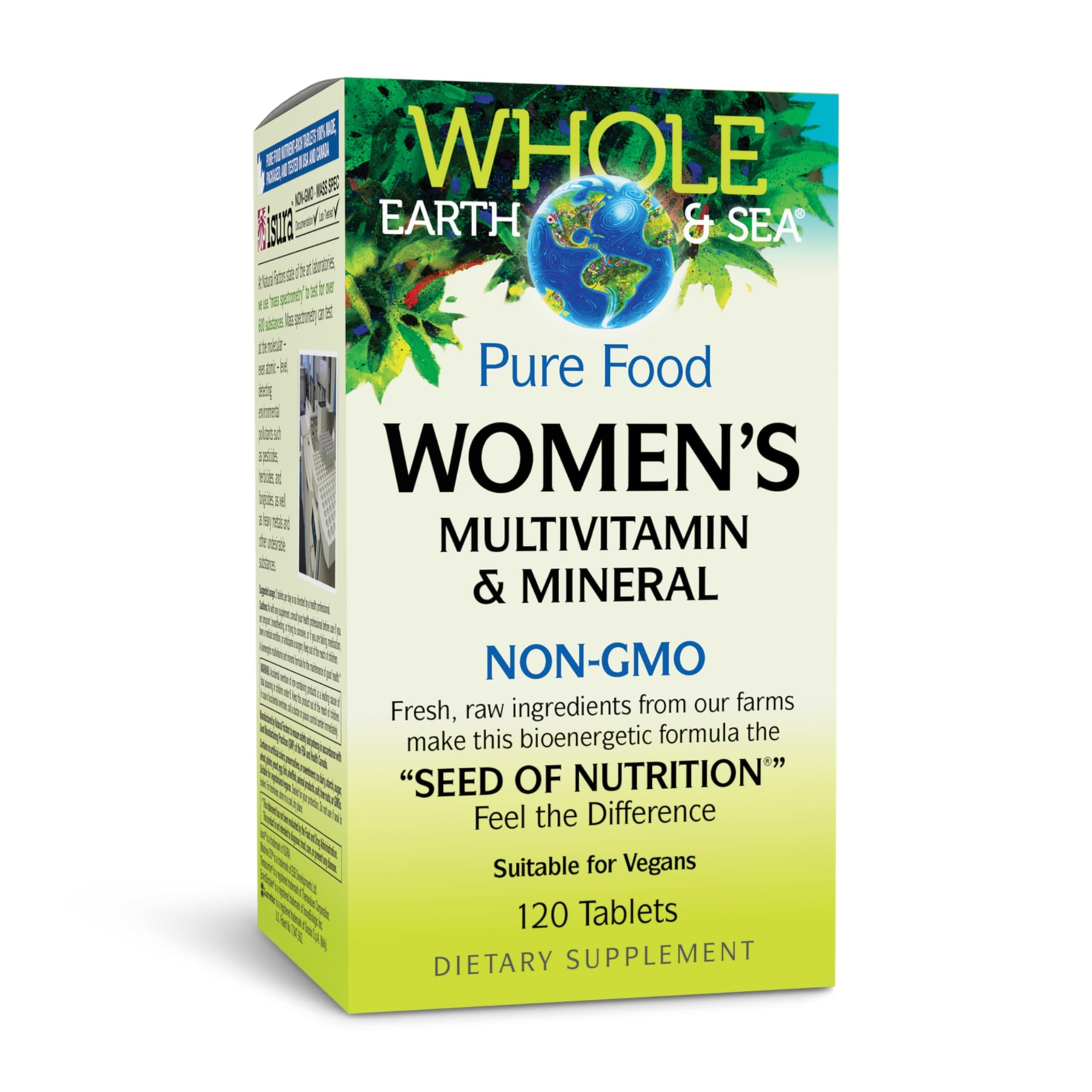 Whole Earth & Sea from Natural Factors, Women's Multivitamin & Mineral, Whole Food Supplement, Vegan, 60 tablets (30 servings)