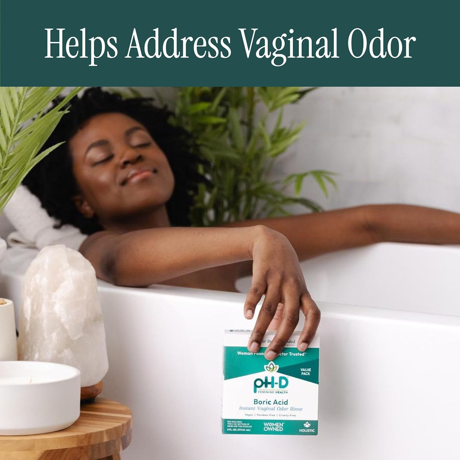 pH-D Feminine Health Support - Instant Odor Rinse with Boric Acid for Vaginal Odor - Vegan, Paraben-Free, Cruelty-Free, 6 Fl Oz Total, (3 Fl Oz, Pack of 2)