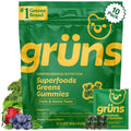 Gruns Adult Super Greens Multivitamin Gummies, Superfood Gummy Vitamins for Women and Men with Spirulina, Chlorella, Adaptogens & Prebiotic Fiber for Digestive Health (28 Count)