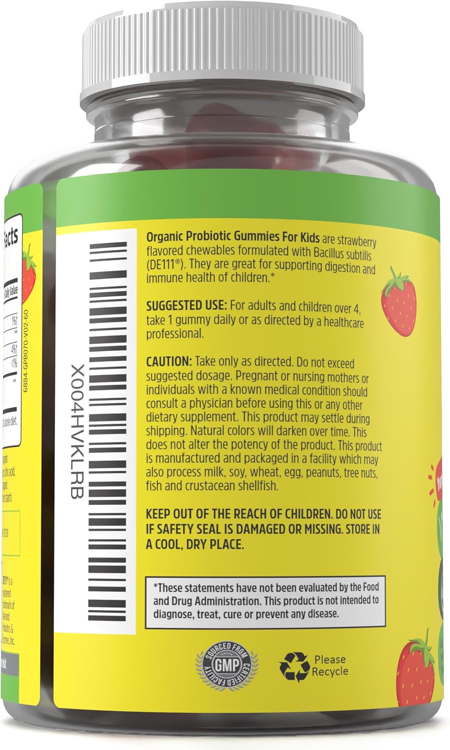 NutriONN Organic Kids Probiotic Gummies - USDA Organic Chewable Probiotics for Kids - 60 Delicious Gummies - Child Digestive, Immune Support & Gut Health Supplement - Vegan & Non-GMO