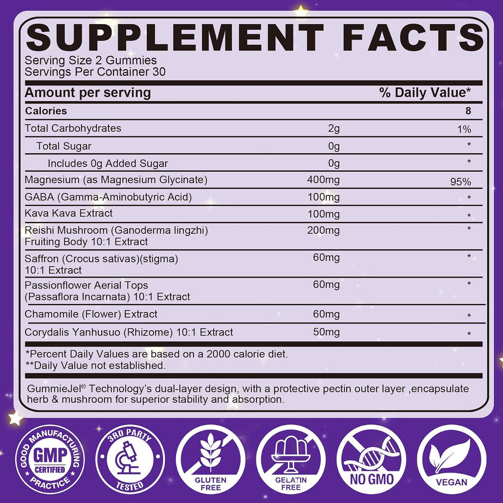 NEVISS Reishi Mushroom Sleep Gummies - Melatonin Free Sleep Gummies for Adult | Reishi, Saffron, Magnesium, GABA & Chamomile - Non-Habit Forming, Help for Deep Relaxation - Vegan, Berry Flavor, 1Pack