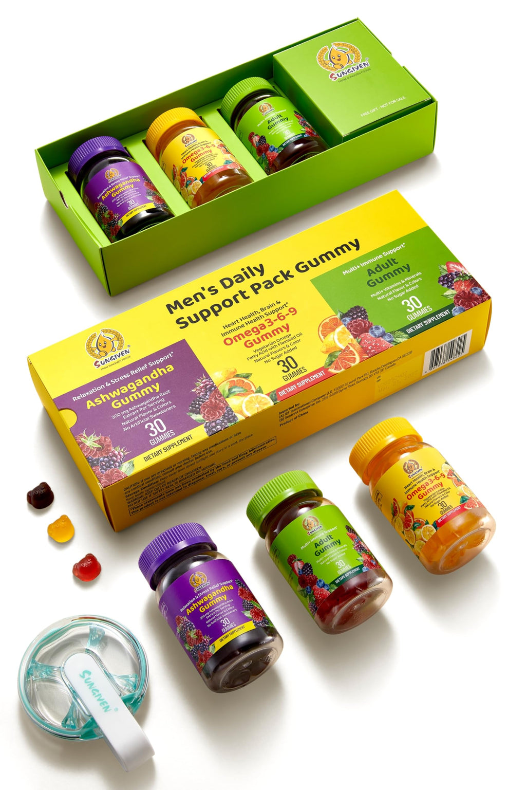 Women's Multivitamin Gummy Pack, 3 Support for Hair Skin Nails Sleep Daily Health, Vitamins A, D, C, E, Biotin, Ashwagandha, Folic Acid, Adult Chewable Vitamin, Berry Flavor, 15 Day Supply - 90 Count