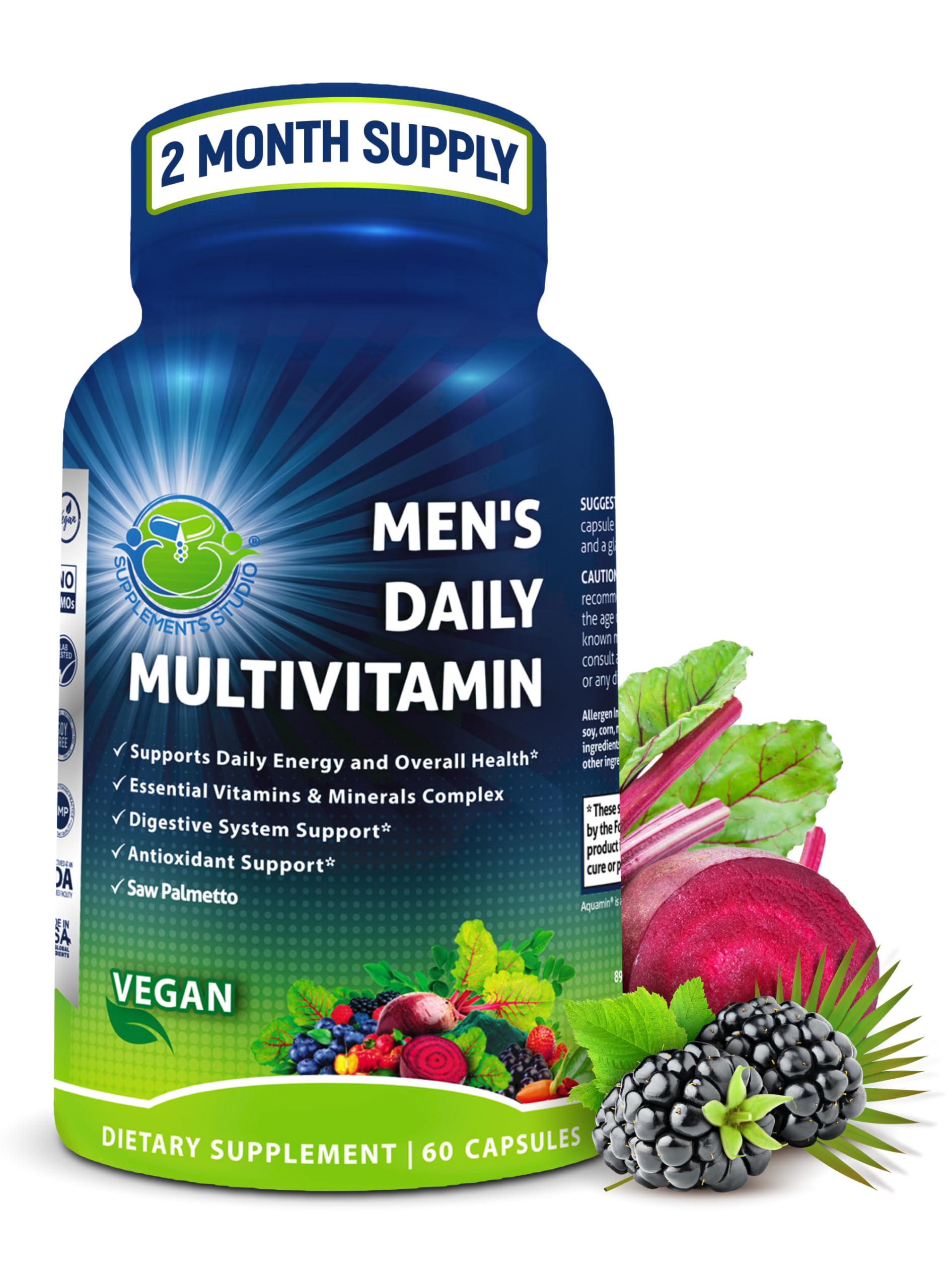 Women's Daily Multivitamin with Iron - Vegan Methylated Multivitamin for Women with Biotin, Organic Superfoods, Probiotics, B-Complex - Energy, Gut & Optimal Health Support – Easy to Swallow Capsules