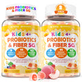 Kids Probiotic + Prebiotic Fiber Gummies 5G, 12 Billion CFU Probiotic & Veggie Fruit Fiber, w/ Organic Inulin, Methyl B12 B6 D3 C, Lutein for Children's Digestive & Gut, Immune Health, Sugar Free,60Ct