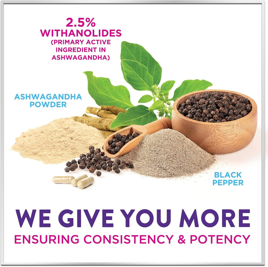 Ashwagandha Supplements for Women - Max Absorption with Black Pepper Extract 4:1 - Extra Strength Ashwagandha Capsules with Plant Powder & Root Extract - Non-GMO, USA Bottled - 120 Vegetarian Capsules