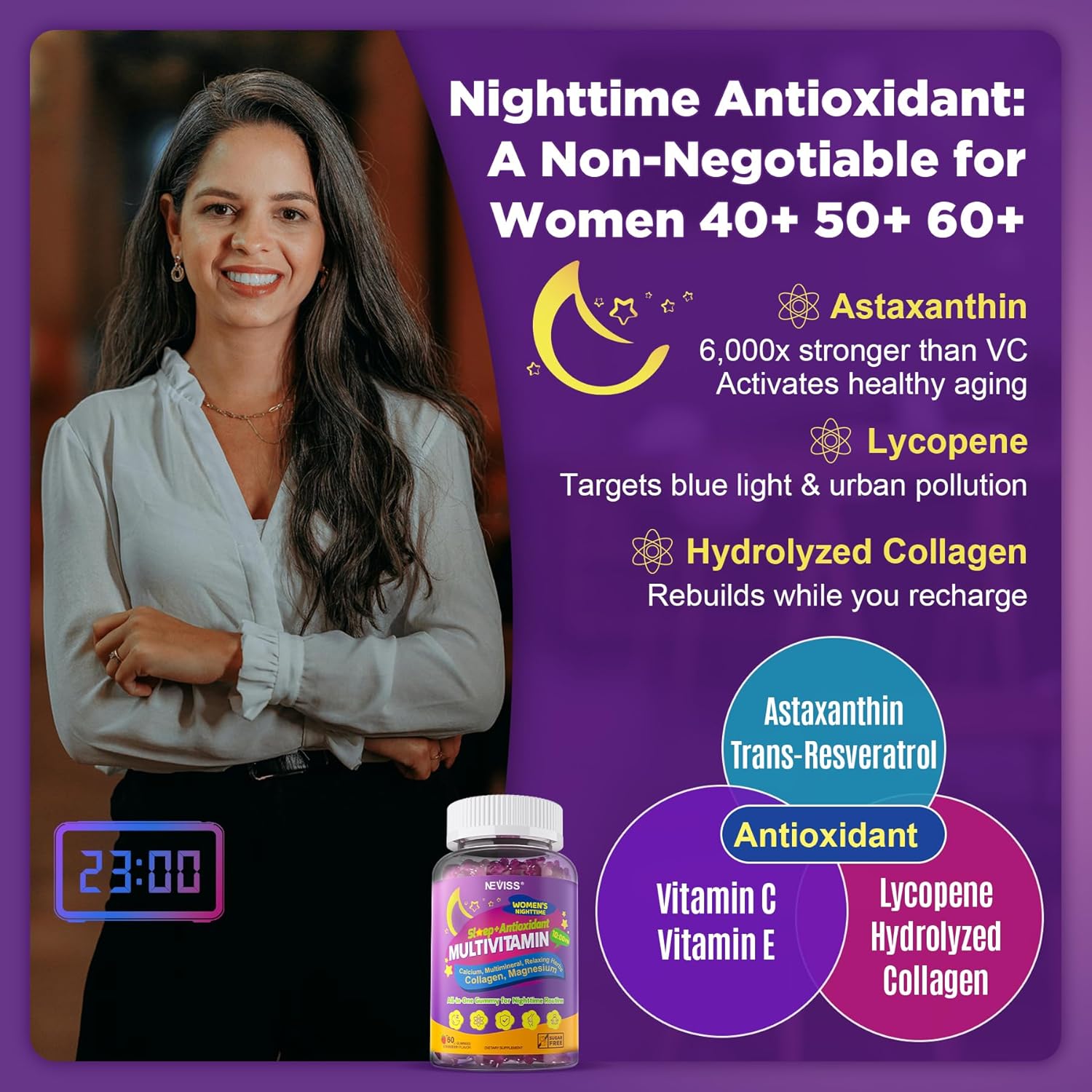 NEVISS 52-in-1 Methylated Multivitamin for Women Gummies with Iron, Omega-3, B6 B9 B12 for Day | Magnesium Glycinate, Calcium, Collagen for Night Renewal/Sleep, Womens 18 30 40 50 60 70+ AM PM Daily
