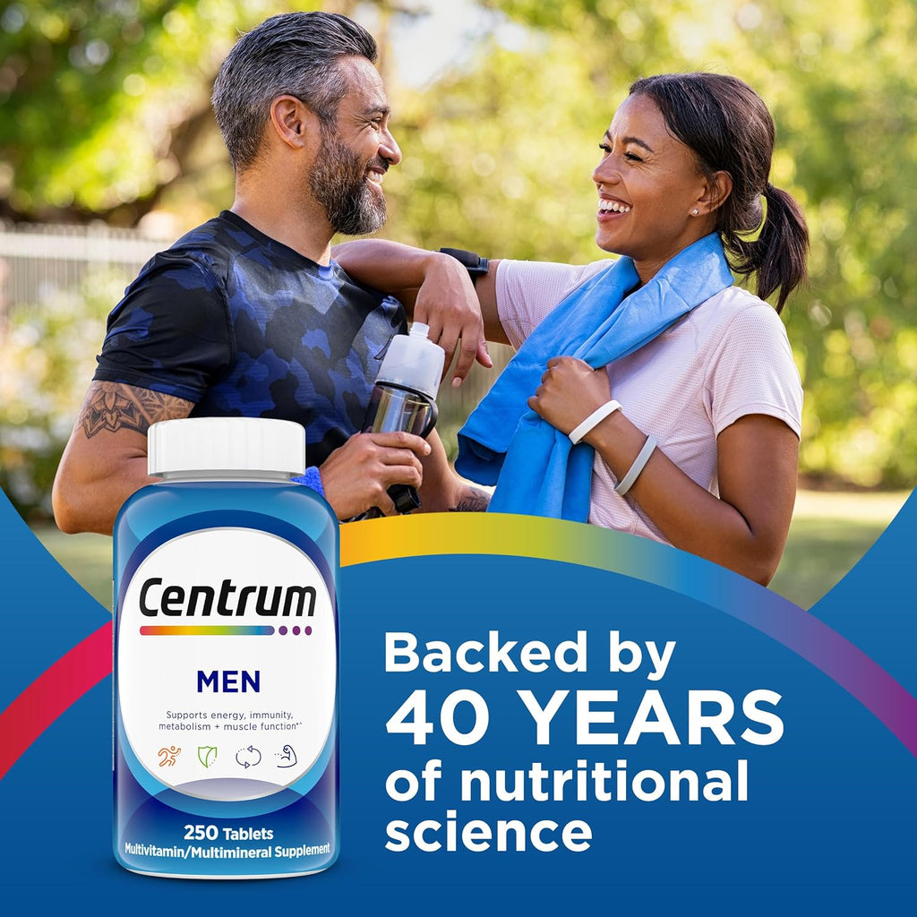 Centrum Multivitamin for Men, Multivitamin/Multimineral Supplement with Vitamin D3, B Vitamins and Antioxidants, Gluten Free, Non-GMO Ingredients -Tablet 200 Count