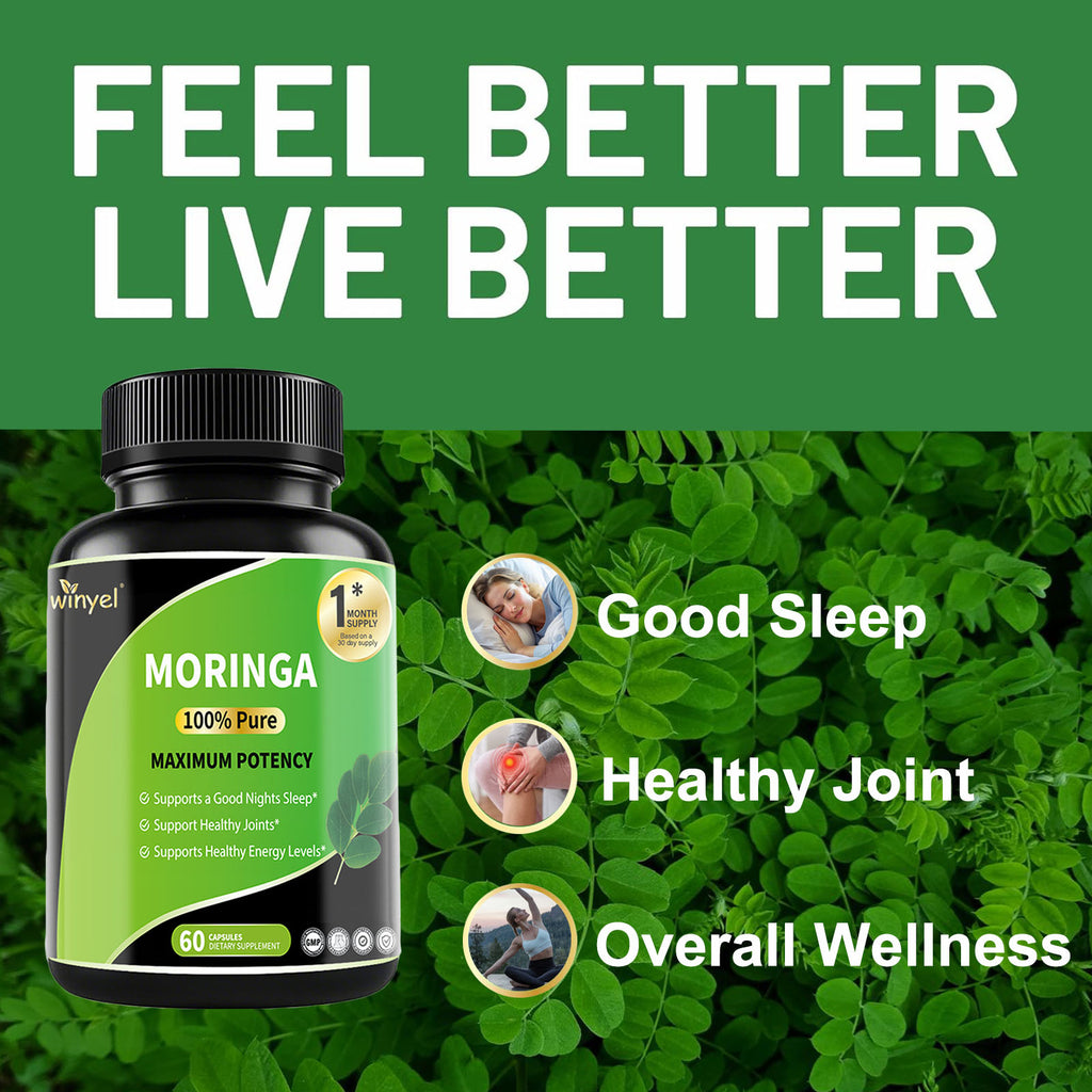 Pure Moringa Capsules - High Potency, Health & Fitness With Essential Vitamins & Amino Acids - 60 Capsules