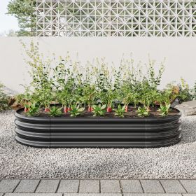 Raised Garden Bed Outdoor, Oval Large Metal Raised Planter Bed for for Plants, Vegetables, and Flowers - Black