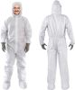 Hazmat Suits Disposable Medium. Pack of 5 Disposable Coveralls. 60 gsm Microporous Protective Suits with Attached Hood; Boots; Zipper Front; Elastic W