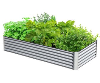 6x3x1.5ft Galvanized Raised Garden Bed, Outdoor Planter Garden Boxes Large Metal Planter Box for Gardening Vegetables Fruits Flowers, Silver