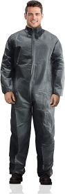 Disposable Coveralls for Men and Women 3X-Large, Pack of 25 Gray Hazmat Suits Disposable with Zip, Elastic Wrists, 50 GSM Polypropylene Hazmat Suit