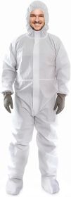 Disposable Coveralls for Men, Women 2X-Large, 25 Pack of 60 GSM Microporous White Hazmat Suits Disposable. Disposable Hazmat Suit with Hood, Boots