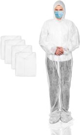 Hazmat Suits Disposable Coveralls XX-Large. Pack of 50 White Disposable Coveralls for Men and Women. Paint Suit 30gm/m2 PP Protective Suits with Attac