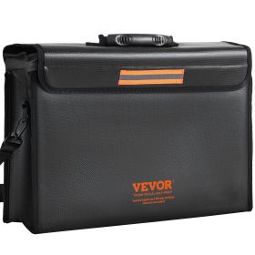 hVEVOR Fireproof Document Box, Fireproof Document Bag with Lock, 3-layer Folding Fireproof and Waterproof File Box 15.35x12.4x13.98 inch with Zipper