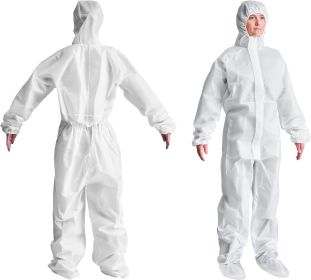 5 Pack Hazmat Suit Disposable Coveralls. White Protective Suit Large. 60 gsm SMS Painters Suit with Attached Hood; Boots; Zipper Front. Unisex Painter