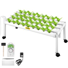 VEVOR Hydroponics Growing System, 36 Sites 4 Food-Grade PVC-U Pipes, 1 Layer Indoor Planting Kit with Water Pump, Timer, Nest Basket