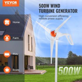 VEVOR 500W Wind Turbine Generator with Anemometer, 12V Wind Turbine Kit, 3-Blade Wind Power Generator, MPPT Controller & Adjustable Windward Direction