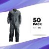 Disposable Coveralls for Men and Women XX-Large, Pack of 50 Gray Hazmat Suits Disposable with Zip, Elastic Wrists, 50 GSM Polypropylene Hazmat Suit