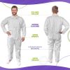 Disposable Hazmat Suits 4X-Large. Pack of 25 Disposable Coveralls White with Zipper Front Entry and Elastic Wrists. 60 gsm Microporous Protective Suit