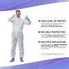 Disposable Coveralls White. Pack of 25 Adult Hazmat Suits X-Large; 70 gm/m2 Polypropylene Protective Suits with Front Zipper Entry; Open Cut Wrists; A