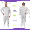 Disposable Hazmat Suits Large. Pack of 80 Disposable Coveralls White with Zipper Front Entry and Elastic Wrists. 60 gsm Microporous Protective Suits f