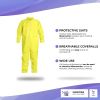 Disposable Coveralls for Men; Women; Pack of 5 Yellow Medium Hazmat Suits Disposable; PP+PE 82gsm Disposable Coverall Suit with Cut Wrists; Ankles; Wa